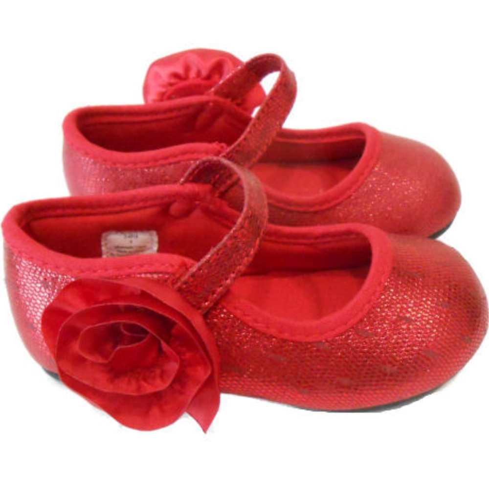 Baby Deer NEW sz 2 Infant Sparkly‎ Red Girls Mary Janes Shoes Christmas